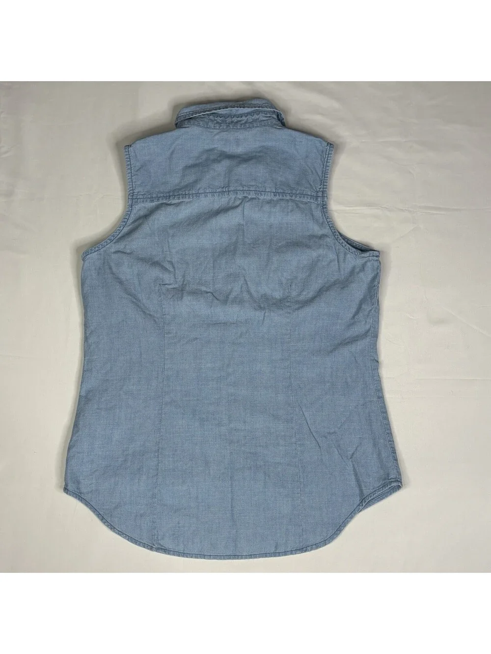 J.Crew XS Denim Sleeveless Vest Shirt - Light Wash Chambray,